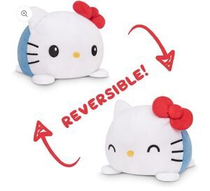 TEETURTLE REVERSIBLE HELLO KITTY PLUSHIE (WHITE + BLUE) 5 Inch